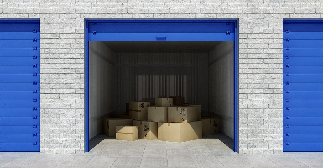 5x5 Storage Unit with boxes inside